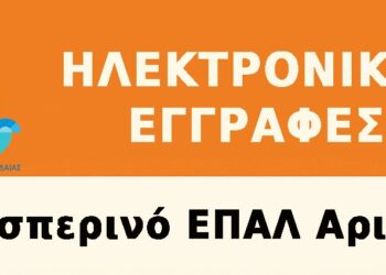 Ηλεκτρονικές εγγραφές στο Εσπερινό ΕΠΑΛ Αριδαίας