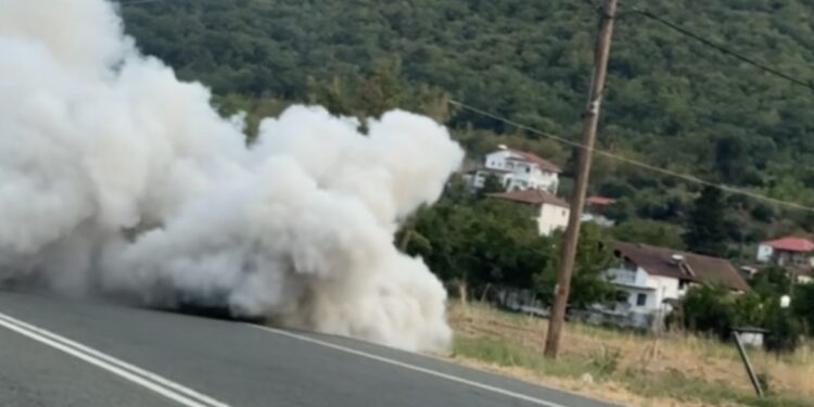 Άψαλος: Φορτηγάκι τυλίχθηκε στους καπνούς