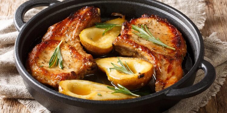 Χοιρινές μπριζόλες με μέλι και σκόρδο