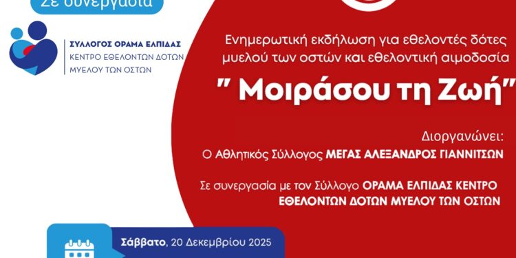 Γιαννιτσά: Δράση ενημέρωσης και προσφοράς «Μοιράσου τη Ζωή»