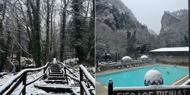 Οι εικόνες από τα χιονισμένα Λουτρά Πόζαρ που κάνουν τον γύρο του διαδικτύου