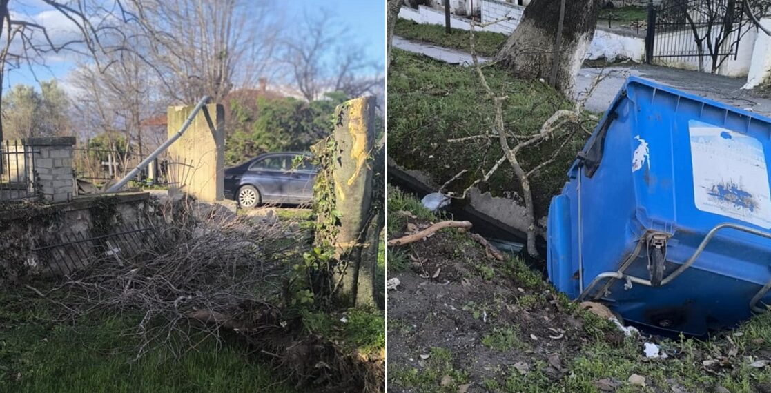 Σοβαρές ζημιές από τους ανέμους στην Αλμωπία – Προβλήματα σε ρεύμα και τηλέφωνα, κλειστά τα σχολεία