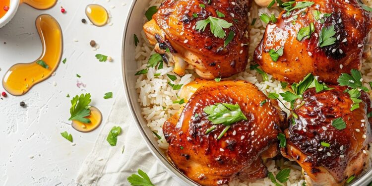 Κοτόπουλο με καραμελωμένη σάλτσα μελιού