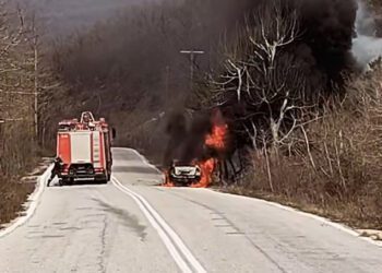 Αλμωπία: Αυτοκίνητο τυλίχθηκε στις φλόγες εν κινήσει