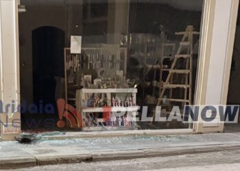 ΤΩΡΑ: Αναστάτωση στο κέντρο της Αριδαίας – Αυτοκίνητο έπεσε σε βιτρίνα καταστήματος