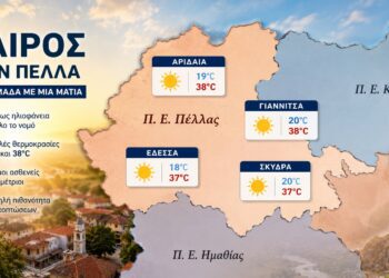 Καιρός στην Πέλλα: Έρχεται εβδομάδα με έντονη ζέστη – Πού θα «χτυπήσει» 38άρια